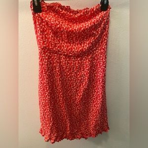 Red strapless summer dress